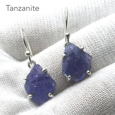 Tanzanite Earring | Raw uncut Nuggets | 925 Sterling Silver | Purple blue | Reach the Peak of Spiritual Evolution | Genuine Gems at Crystal Heart Melbourne est 1986