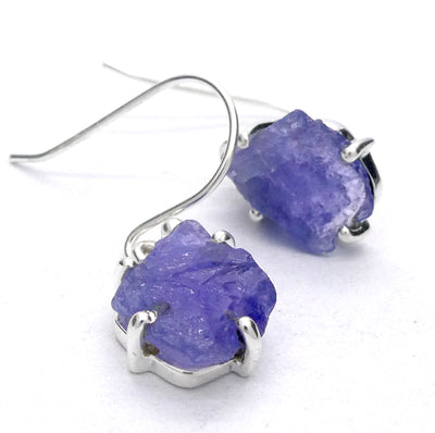 Tanzanite Earring | Raw uncut Nuggets | 925 Sterling Silver | Purple blue | Reach the Peak of Spiritual Evolution | Genuine Gems at Crystal Heart Melbourne est 1986