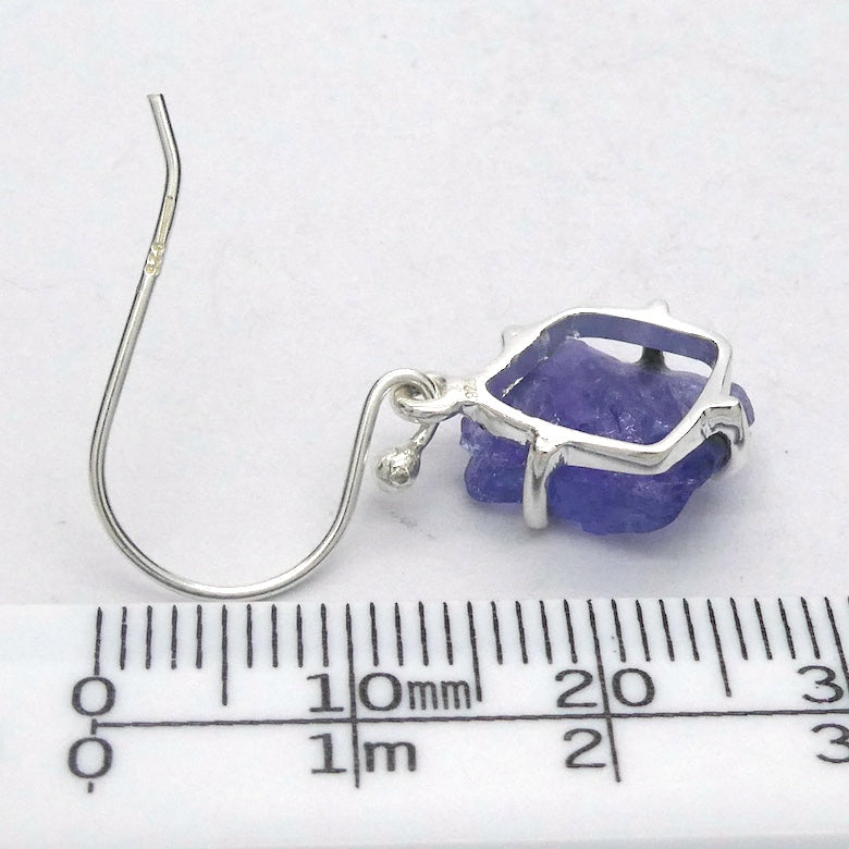 Tanzanite Earring | Raw uncut Nuggets | 925 Sterling Silver | Purple blue | Reach the Peak of Spiritual Evolution | Genuine Gems at Crystal Heart Melbourne est 1986