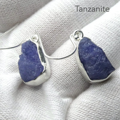 Tanzanite Earring | Raw uncut Nuggets | 925 Sterling Silver | Purple blue | Reach the Peak of Spiritual Evolution | Genuine Gems at Crystal Heart Melbourne est 1986