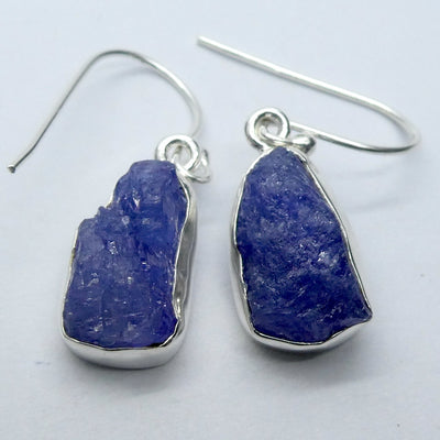 Tanzanite Earring | Raw uncut Nuggets | 925 Sterling Silver | Purple blue | Reach the Peak of Spiritual Evolution | Genuine Gems at Crystal Heart Melbourne est 1986