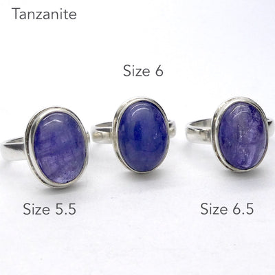 Tanzanite Ring, Oval Cabochon, 925 Sterling Silver, Size 5.5,6,6.5