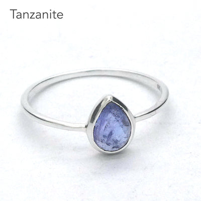 Tanzanite Ring | Dainty Teardrop | 925 Sterling Silver | Violet blue | Spiritual Evolution | US Size 6.75 and 7.75 | Genuine Gems at Crystal Heart Melbourne est 1986