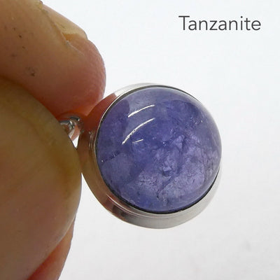 Tanzanite Pendant | Dainty Round Cabachon | 925 Sterling Silver | Violet blue | Achieve your spiritual potential  | Genuine Gems at Crystal Heart Melbourne est 1986