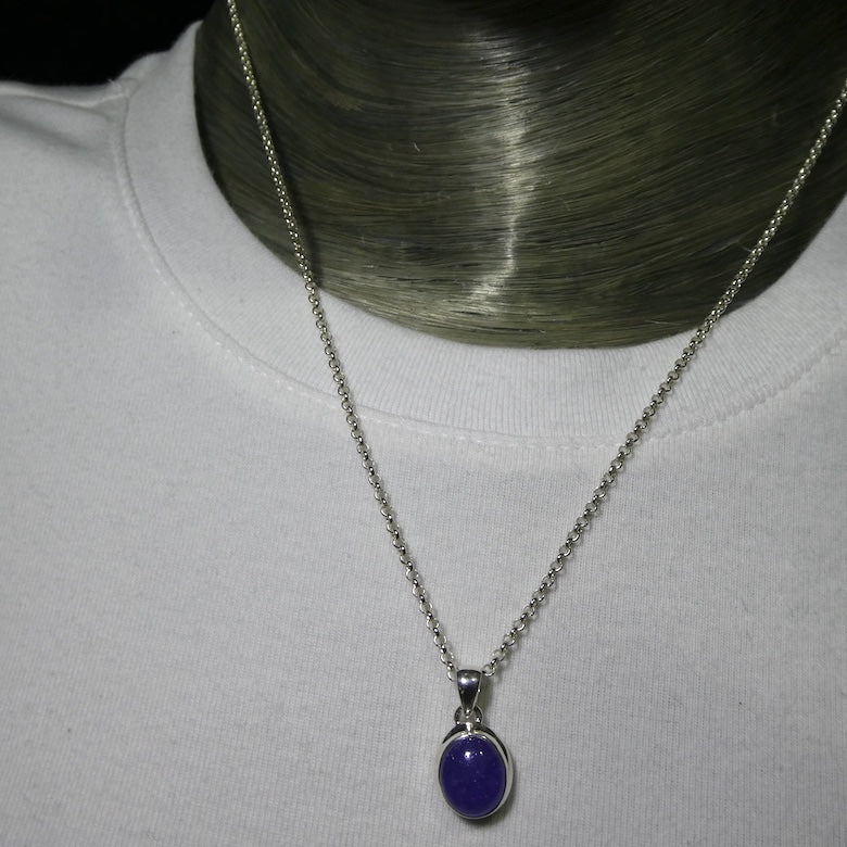 Tanzanite Pendant | Dainty Oval Cabachon | 925 Sterling Silver | Violet blue | Achieve your spiritual potential  | Genuine Gems at Crystal Heart Melbourne est 1986