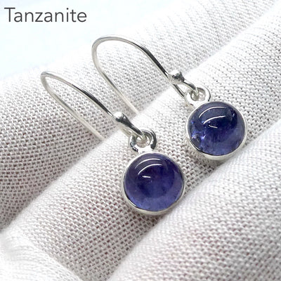 Tanzanite Earring | Dainty Round Cabs | 925 Sterling Silver | Purple blue | Reach the Peak of Spiritual Evolution | Genuine Gems at Crystal Heart Melbourne est 1986