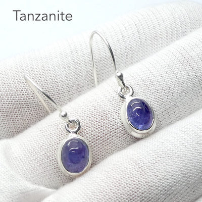 Tanzanite Earring | Dainty oval Cabs | 925 Sterling Silver | Purple blue | Reach the Peak of Spiritual Evolution | Genuine Gems at Crystal Heart Melbourne est 1986
