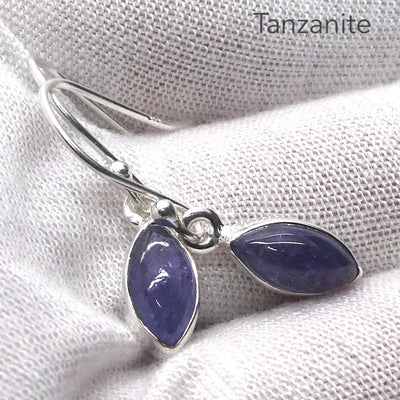 Tanzanite Earring | Dainty Marquis Cabs | 925 Sterling Silver | Purple blue | Reach the Peak of Spiritual Evolution | Genuine Gems at Crystal Heart Melbourne est 1986