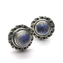 Load image into Gallery viewer, Tanzanite Stud Earring | Round Cab | Wide Ornate Border | 925 Sterling Silver | Purple blue | Reach the Peak of Spiritual Evolution | Genuine Gems at Crystal Heart Melbourne est 1986