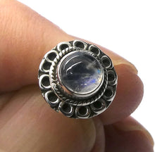 Load image into Gallery viewer, Tanzanite Stud Earring | Round Cab | Wide Ornate Border | 925 Sterling Silver | Purple blue | Reach the Peak of Spiritual Evolution | Genuine Gems at Crystal Heart Melbourne est 1986