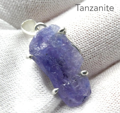 Tanzanite Pendant | Raw uncut Nugget | 925 Sterling Silver | Violet blue | Achieve your spiritual potential  | Genuine Gems at Crystal Heart Melbourne est 1986