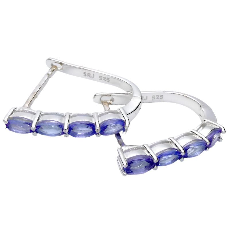 Tanzanite Gemstone  Earrings | 4 Faceted ovals AAA Grade | Natural Stone | Oval Hoops with Secure Fastening | Achieve your spiritual potential  | Genuine Gems from Crystal Heart Melbourne since 1986