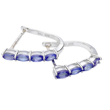 Load image into Gallery viewer, Tanzanite Gemstone  Earrings | 4 Faceted ovals AAA Grade | Natural Stone | Oval Hoops with Secure Fastening | Achieve your spiritual potential  | Genuine Gems from Crystal Heart Melbourne since 1986