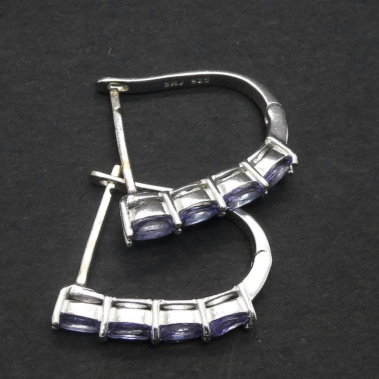 Tanzanite Gemstone  Earrings | 4 Faceted ovals AAA Grade | Natural Stone | Oval Hoops with Secure Fastening | Achieve your spiritual potential  | Genuine Gems from Crystal Heart Melbourne since 1986