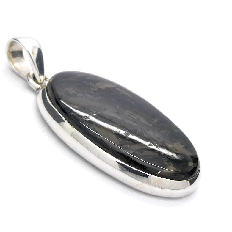 Nuummite Pendant | 925 Sterling Silver | Oval Cabochon | Black with Golden Flecks | Soul Retrieval | Clear emotional entanglements | Genuine Gemstones from Crystal Heart Melbourne Australia since 1986 | nuumite | nummite