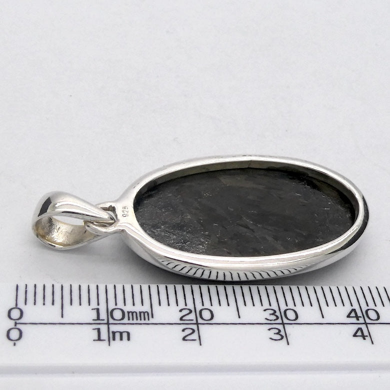Nuummite Pendant | 925 Sterling Silver | Oval Cabochon | Black with Golden Flecks | Soul Retrieval | Clear emotional entanglements | Genuine Gemstones from Crystal Heart Melbourne Australia since 1986 | nuumite | nummite