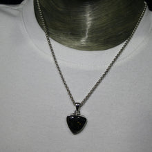 Load image into Gallery viewer, Nuummite Pendant | 925 Sterling Silver | Triangle Cabochon | Black with Golden Flecks | Soul Retrieval | Clear emotional entanglements | Genuine Gemstones from Crystal Heart Melbourne Australia since 1986 | nuumite | nummite