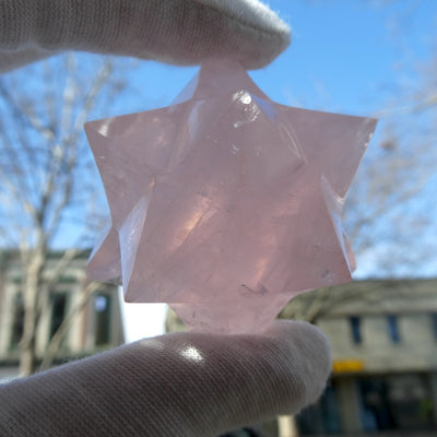 Merkaba |  Rose Quartz | 12 points | Heart Connection | Ascension so Higher Dimensions | Genuine Gems from Crystal Heart Melbourne Australia since 1986