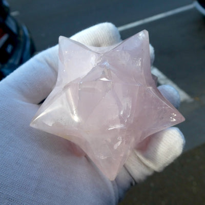 Merkaba |  Rose Quartz | 12 points | Heart Connection | Ascension so Higher Dimensions | Genuine Gems from Crystal Heart Melbourne Australia since 1986