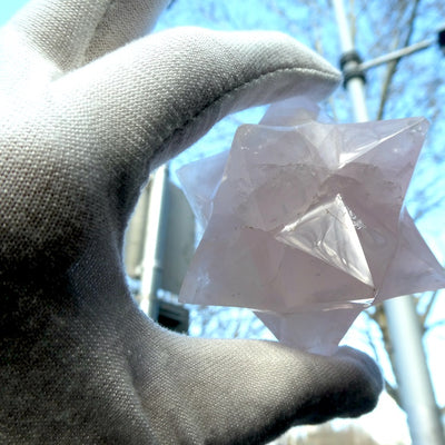Merkaba |  Rose Quartz | 12 points | Heart Connection | Ascension so Higher Dimensions | Genuine Gems from Crystal Heart Melbourne Australia since 1986