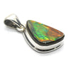 Ammolite Pendant | Freeform Cabochon | Bright Green and Golden Orange Flash | Dragon Scale | 925 Sterling Silver | Opalised Fossil Ammonite | Canadian Gemstone | Genuine Gems from Crystal Heart Melbourne Australia since 1986