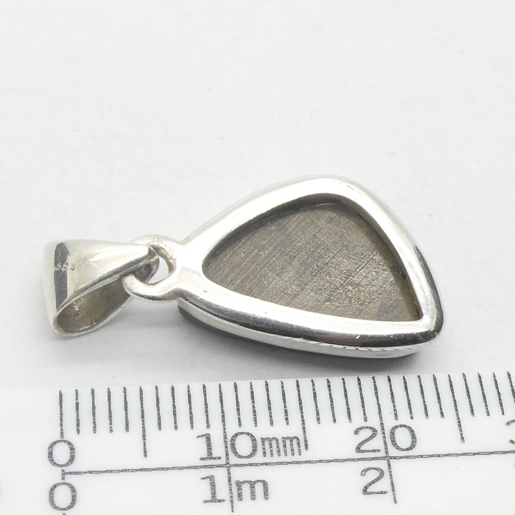 Ammolite Pendant | Freeform Cabochon | Bright Green and Golden Orange Flash | Dragon Scale | 925 Sterling Silver | Opalised Fossil Ammonite | Canadian Gemstone | Genuine Gems from Crystal Heart Melbourne Australia since 1986