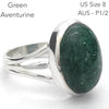 Green Aventurine Ring | 925 Sterling Silver | US Size 8 | AUS Size P1/2 | All Round Healer | Plexus & Physical Heart | Genuine Gems Crystal Heart Melbourne Australia  1986