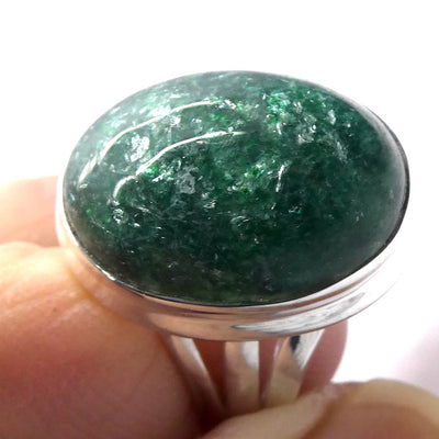 Green Aventurine Ring | US Size 9 | AUS Size R1/2 | 925 Sterling Silver | Plexus & Physical Heart | Genuine Gems from Crystal Heart Melbourne Australia est 1986