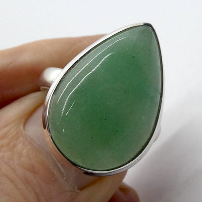 Green Aventurine Ring | 925 Sterling Silver | US Size 7.5 | AUS Size O1/2 | All Round Healer | Plexus & Physical Heart | Genuine Gems Crystal Heart Melbourne Australia  1986