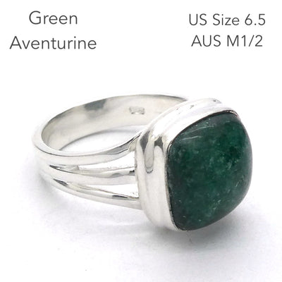 Green Aventurine Ring | 925 Sterling Silver | US Size 6.5 | AUS Size M1/2 | All Round Healer | Plexus & Physical Heart | Genuine Gems Crystal Heart Melbourne Australia  1986