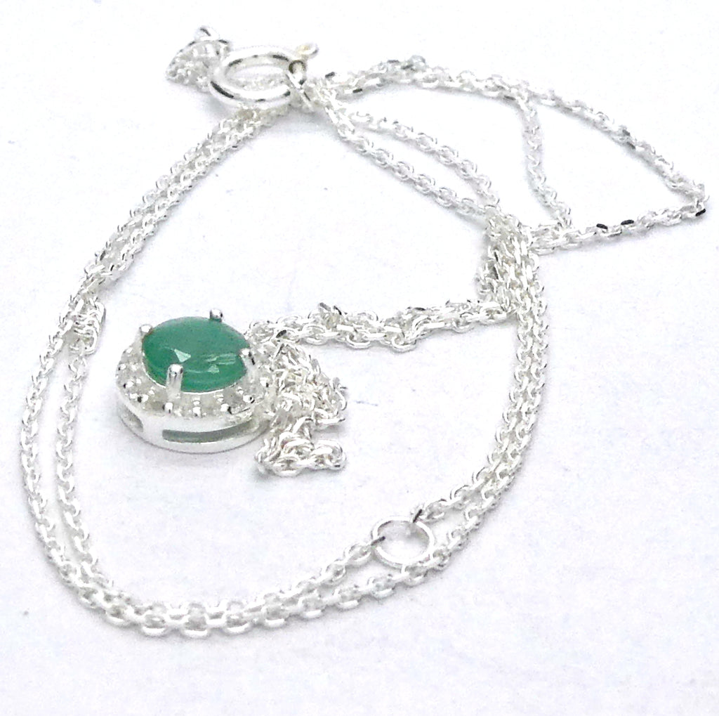Dainty Genuine Emerald Necklace | 925 Sterling Silver | Creative Joy | Wisdom of the Heart | Genuine gems from Crystal Heart Melbourne Australia since 1986