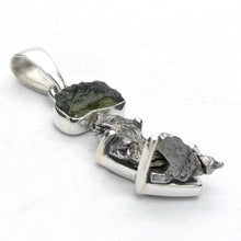 Load image into Gallery viewer, Moldavite over Nickel Iron Meteorite Pendant | Campo de Cielo | Chechia | 925 Sterling Silver | Space | Universal tConnection | Melbourne Australia since 1986