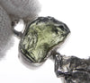 Moldavite over Nickel Iron Meteorite Pendant | Campo de Cielo | Chechia | 925 Sterling Silver | Space | Universal tConnection | Melbourne Australia since 1986