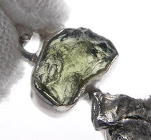 Load image into Gallery viewer, Moldavite over Nickel Iron Meteorite Pendant | Campo de Cielo | Chechia | 925 Sterling Silver | Space | Universal tConnection | Melbourne Australia since 1986