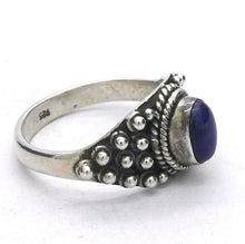 Load image into Gallery viewer, Lapis Lazuli Ring | Oval Cabochon | Sterling Silver | Gothic silver ball work |Meditation | Inner Truth | US Size 6, 7, 8 | Crystal Heart Melbourne  Oz est 1986