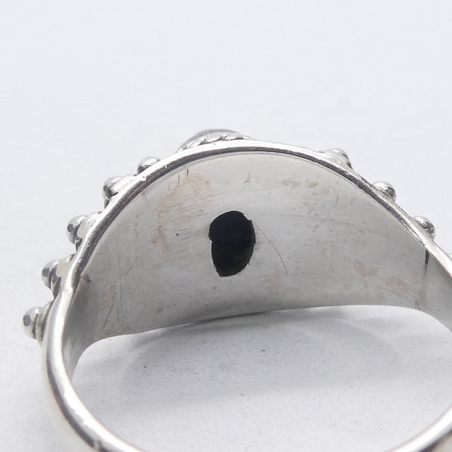 Lapis Lazuli Ring | Oval Cabochon | Sterling Silver | Gothic silver ball work |Meditation | Inner Truth | US Size 6, 7, 8 | Crystal Heart Melbourne  Oz est 1986
