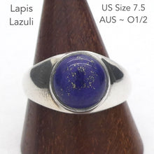 Load image into Gallery viewer, Lapis Lazuli Ring | Round Cabochon | Sterling Silver  Signet Style | Meditation | Inner Truth | US Size 7.5 | AUS O1/2 | Crystal Heart Melbourne  Oz est 1986