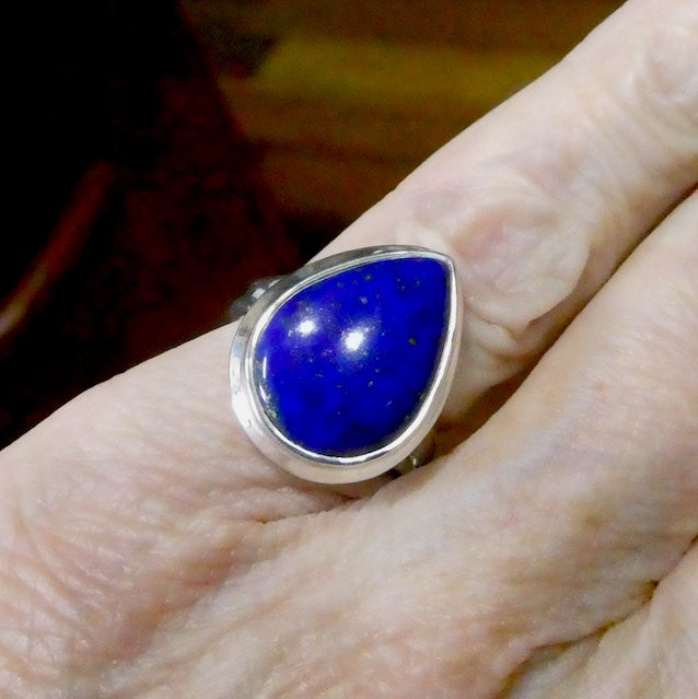 Lapis Lazuli Ring | Teardrop Cabochon | Sterling Silver | Meditation | Inner Truth | US Size 7 | AUS N1/2 | Genuine Gems | Crystal Heart Melbourne Est 1986