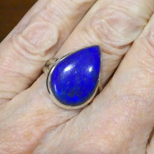 Load image into Gallery viewer, Lapis Lazuli Ring | Teardrop Cabochon | Sterling Silver | Meditation | Inner Truth | US Size 8.25 | AUS Q | Genuine Gems | Crystal Heart Melbourne Est 1986