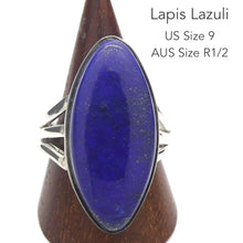 Load image into Gallery viewer, Lapis Lazuli Ring | Marquis Cabochon | Sterling Silver | Meditation | Inner Truth | US Size 9 | AUS R1/2 | Genuine Gems | Crystal Heart Melbourne Est 1986