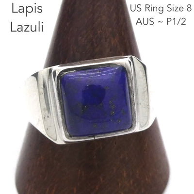 Lapis Lazuli Ring | Marquis Cabochon | Sterling Silver | Meditation | Inner Truth | US Size 8 | AUS P1/2 | Genuine Gems | Crystal Heart Melbourne Est 1986