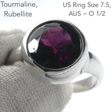 Load image into Gallery viewer, Red Violet Tourmaline Ring | Round Faceted | Rubellite | 925 Silver | US Size 7.5 | AUS Size O1/2 | Virgo Gemini Libra Taurus | Genuine Gems at Crystal Heart Melbourne est 1986