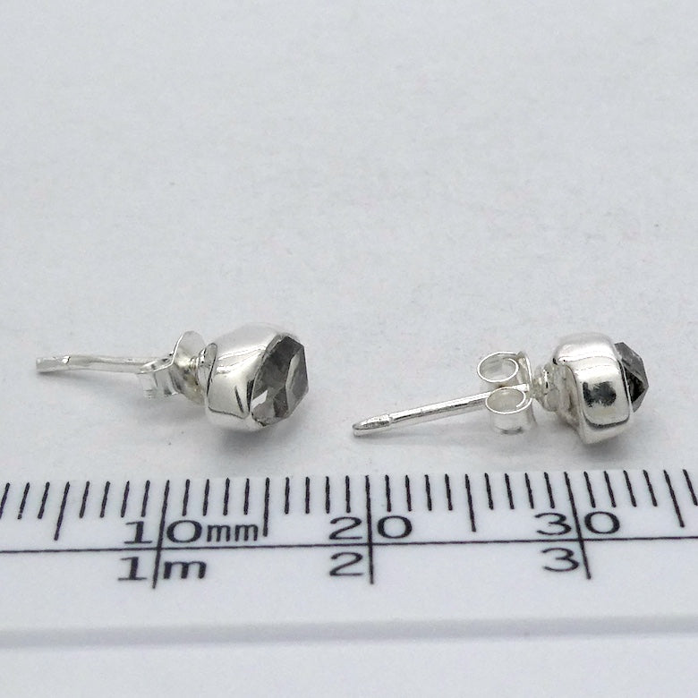 Herkimer Diamond Stud Earrings, Bezel Set, 925 Sterling Silver