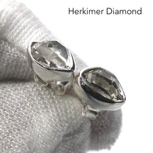 Load image into Gallery viewer, Herkimer Diamond Stud Earrings, Bezel Set, 925 Sterling Silver