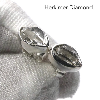 Herkimer Diamond Stud Earrings, Bezel Set, 925 Sterling Silver