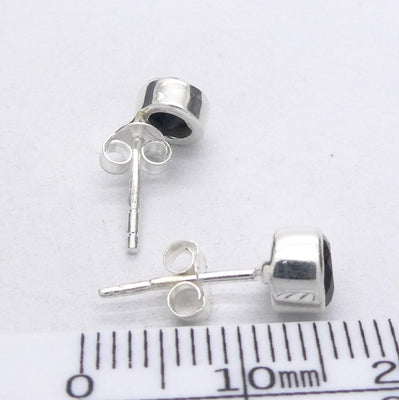 Black Onyx | Stud Earrings | 6 mm faceted rounds | 925 Sterling Silver | Wisdom Protection | Harmony & Power | Crystal Heart Melbourne Australia since 1986