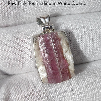 Rubellite Tourmaline Pendant | Pink Crystals in Milky Quartz | 925 Silver | Bezel Set Open Back | Love & Compassion | Genuine Gems Crystal Heart Melbourne 1986 