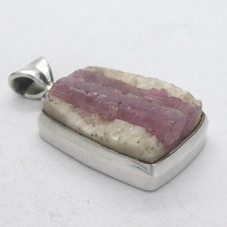 Rubellite Tourmaline Pendant | Pink Crystals in Milky Quartz | 925 Silver | Bezel Set Open Back | Love & Compassion | Genuine Gems Crystal Heart Melbourne 1986 