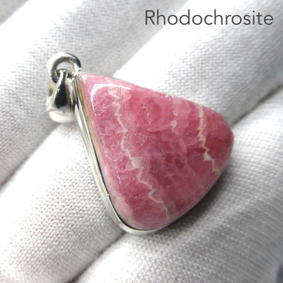Rhodochrosite Pendant | Rich Translucent Salmon Red | 925 Sterling Silver | Self Love | Fulfillment | Genuine Gems from Crystal Heart Melbourne Australia 1986