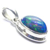 Black Opal Pendant | Ethiopian | Oval | Green Red Flashes | Simple Bezel Setting | Open Back | | 925 Silver | Genuine Gems from Crystal Heart Australia 1986